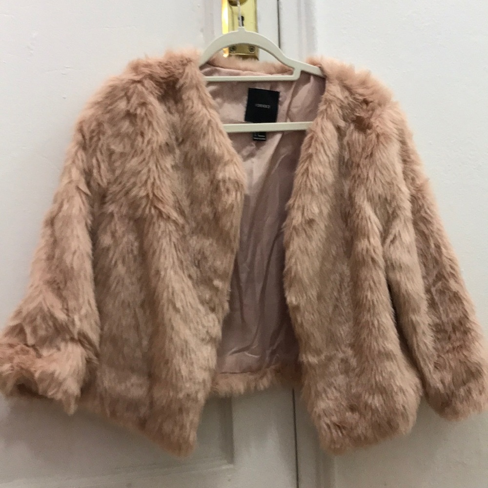 Pink faux fur jacket